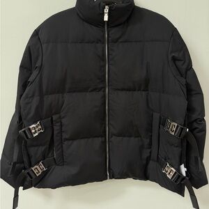 Givenchy Black Puffer Jacket with Buckle Details